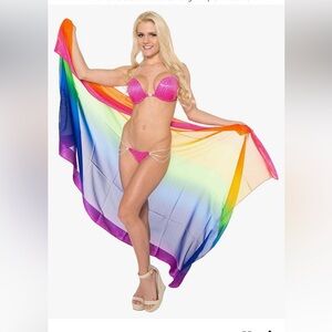 Women's Beach Sarong Wrap Swimsuit Skirt/ with Tassels, rainbow colours🌈
